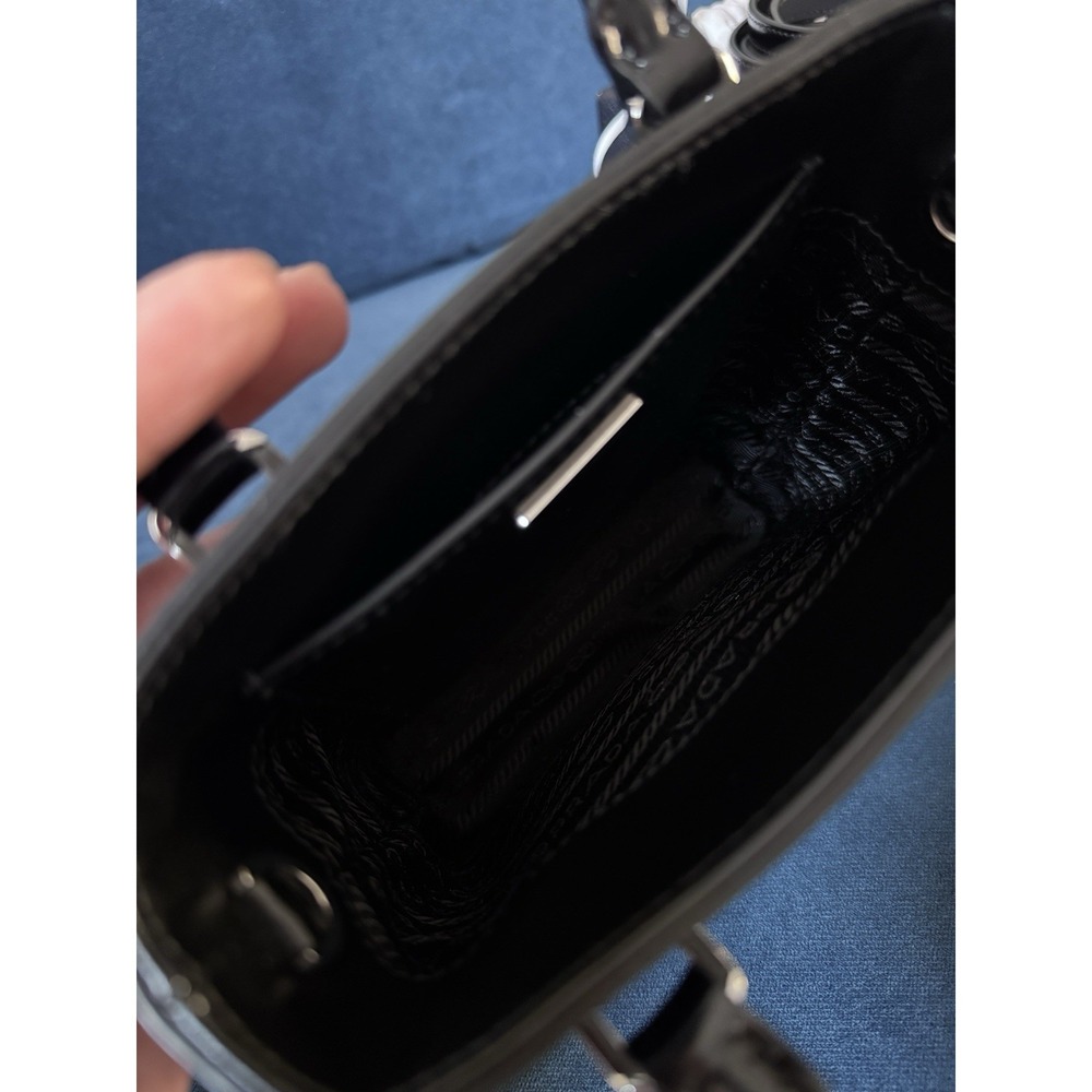 Prada Small Brushed Leather BlackTote Bag - Picture 4 of 7